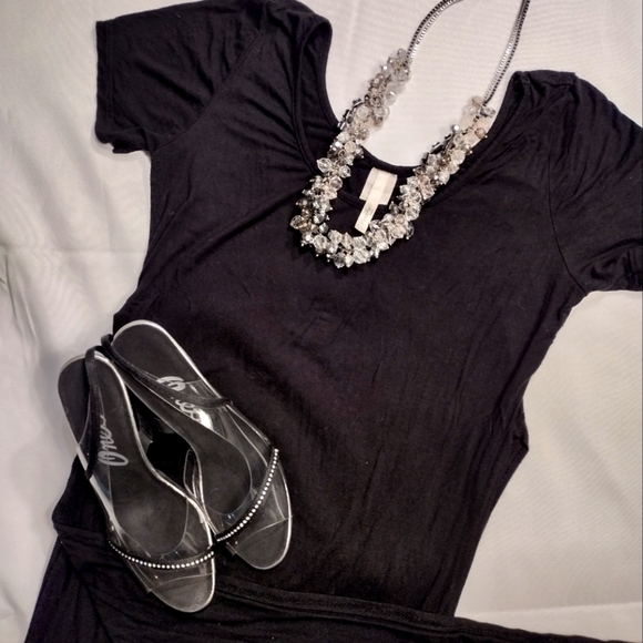 Black knit maxi dress large - Picture 1 of 5